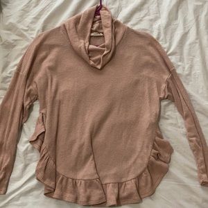 blush ruffled turtleneck